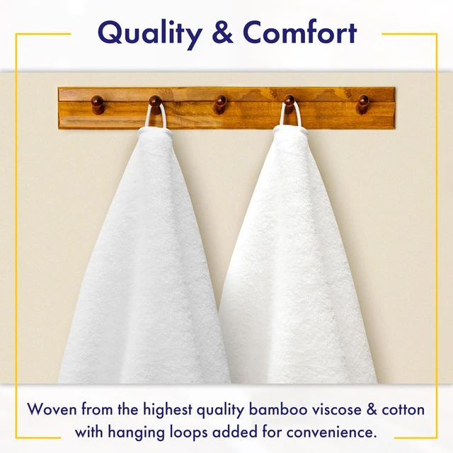 Alt view image 4 of 6 - Luxury Viscose from Bamboo Bath Towels, Ultra Soft Set of 6, White | 700 GSM Plush, Absorbent & Quick Dry | Hanging Loops | OEKO-TEX Standard 100 | Veteran Owned | 6pc Towel Set for Bathroom