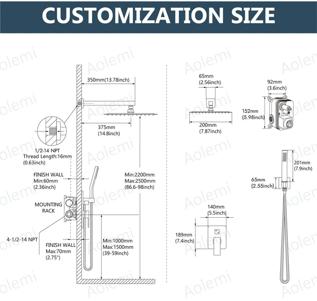 Alt view image 6 of 7 - Shower Faucet Set with Handheld Matte Black 8 Inch Head | Pressure Balance Shower Valve and Trim Kit,SUS304 Rain Head and Handle System,All Metal,Wall Mount,Bathroom,Handheld Spray
