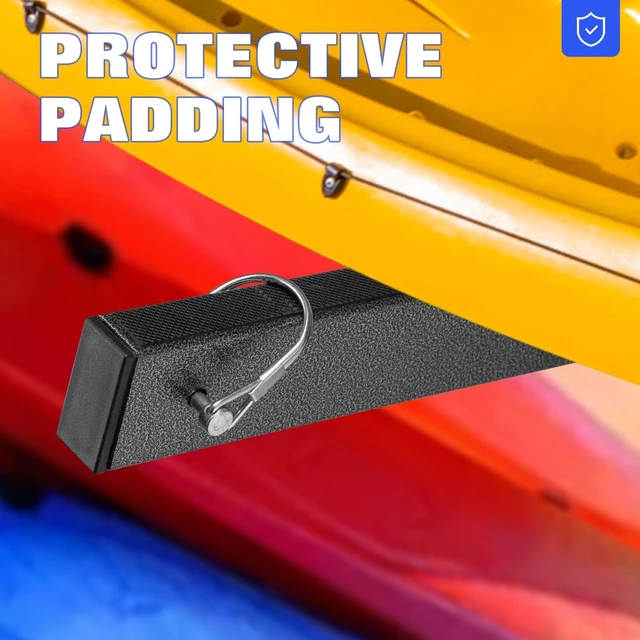 Alt view image 5 of 7 - Freestanding Kayak Storage Rack Kayak Tackle Storage Heavy Duty Weatherproof Outdoor Storage Rack Storage Hooks for Kayaks, SUP, Canoe Paddleboard, 3 Levels, Black, SL35003BK