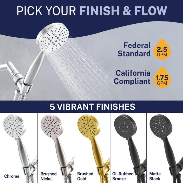Alt view image 7 of 7 - Metal 3-Spray Shower Head with Handheld High Pressure, Long Hose | Detachable Showerhead with Hand Held Sprayer, 6ft Long Shower Hose, High Flow Bathroom Shower Head, 2.5 GPM, Chrome