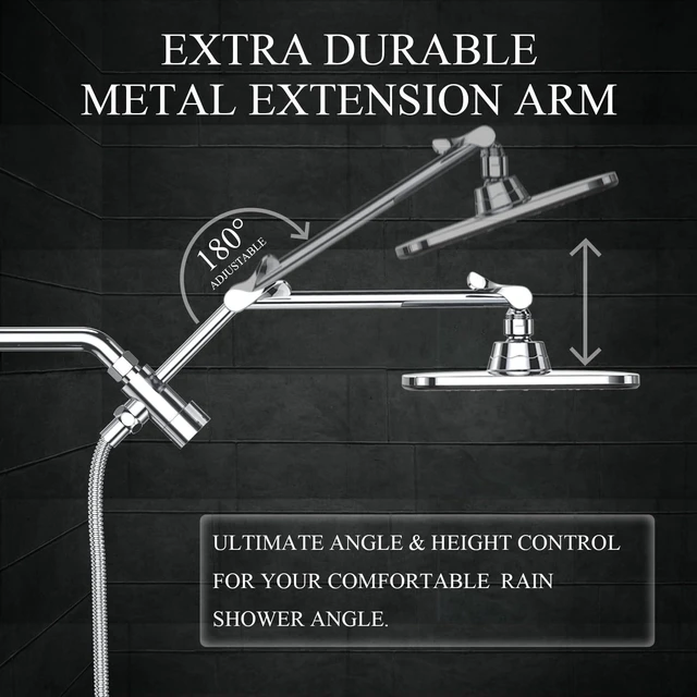 Alt view image 2 of 7 - 14" Wide Rain Shower Head with Handheld,Full Body Coverage & Spa-Like | Multi Spray Modes, Rainfall Combo with 15" Metal Extension Arm, Detachable Dual Shower,Bathroom Decor, Durable, Chrome Silver