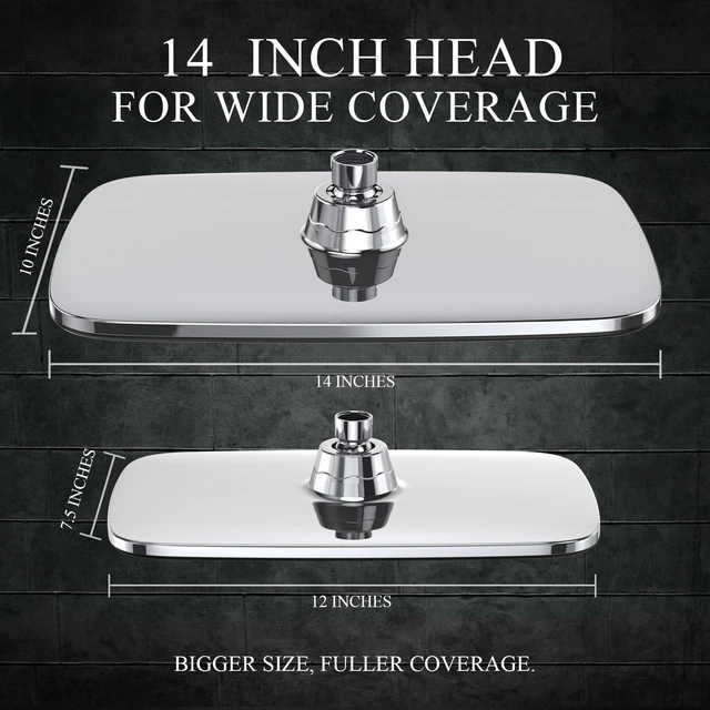 Alt view image 3 of 7 - 14" Wide Rain Shower Head with Handheld,Full Body Coverage & Spa-Like | Multi Spray Modes, Rainfall Combo with 15" Metal Extension Arm, Detachable Dual Shower,Bathroom Decor, Durable, Chrome Silver