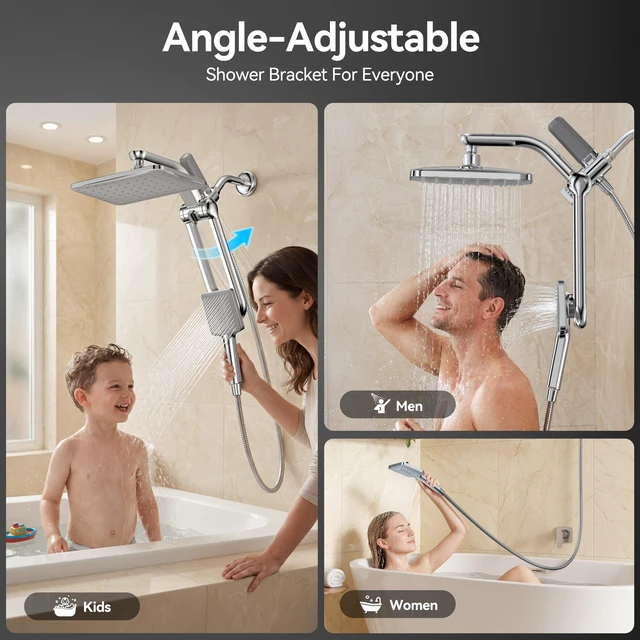 Alt view image 4 of 7 - Dual Filtered Rainfall Handheld Showerhead Spray Combo for Bathroom | 2026 Upgraded Shower Head Combo, Dual Filtration For Skin & Hair Care, One-Button Filter Replacement, Modern Chrome