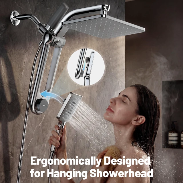 Alt view image 7 of 7 - Dual Filtered Rainfall Handheld Showerhead Spray Combo for Bathroom | 2026 Upgraded Shower Head Combo, Dual Filtration For Skin & Hair Care, One-Button Filter Replacement, Modern Chrome