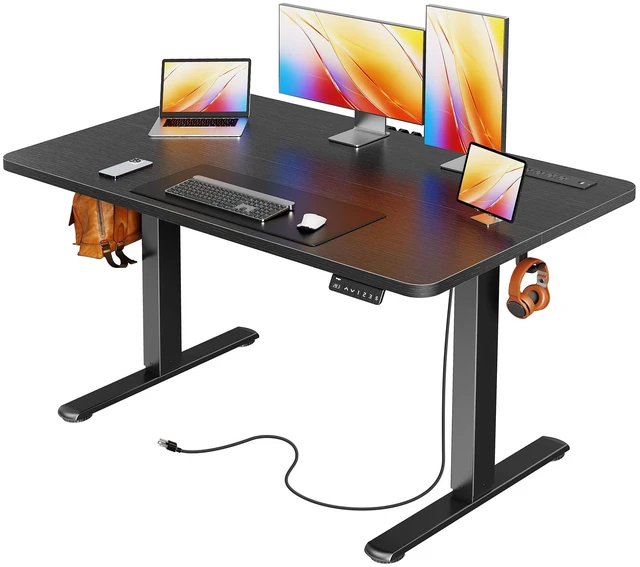 Main image of 47 X 24 Inch Electric Standing Desk with Power Outlets and USB-C Port, Height Adjustable Desk, Sit Stand Desk for Home Office, Computer & Gaming Desk with 3 Presets, Stable Steel Frame, Black