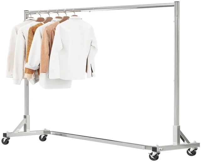 Main image of Industrial Grade Z Base 70inches Extra Long Clothes Garment Rack, Commercial Grade Rolling Clothing Rack, Heavy Duty 450lbs Load with Wheels, Chrome