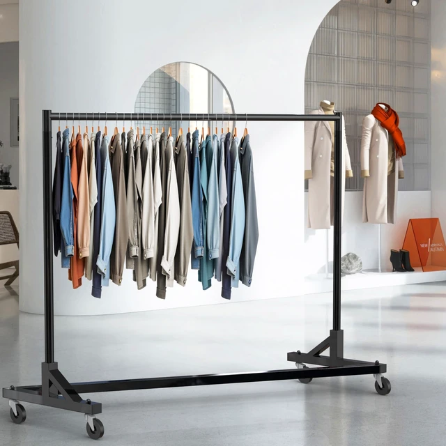 Alt view image 4 of 6 - Industrial Grade Z-Base Garment Rack, 63" W/500Lb, Black