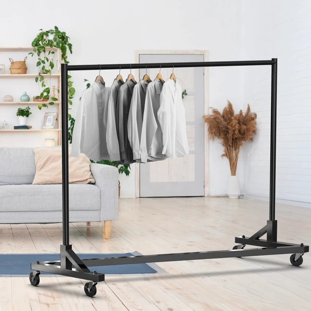 Alt view image 3 of 6 - Industrial Grade Z-Base Garment Rack, 63" W/500Lb, Black