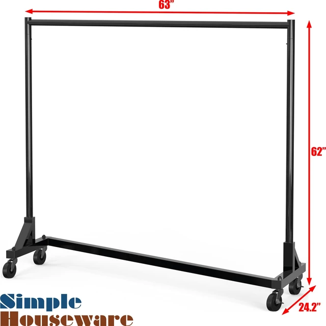 Alt view image 6 of 6 - Industrial Grade Z-Base Garment Rack, 63" W/500Lb, Black