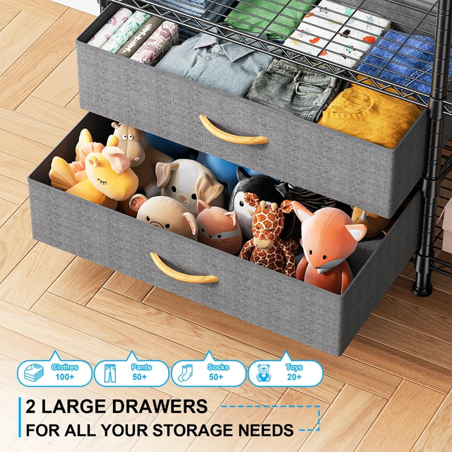 Alt view image 4 of 6 - F3 Heavy Duty Clothes RackWith Fabric DrawersFreestanding Clothing Racks for Hanging ClothesAdjustable Closet Organizer SystemPortable Garment Rack 40" W x 15" D x 72" HMax Load 700LBSBlack