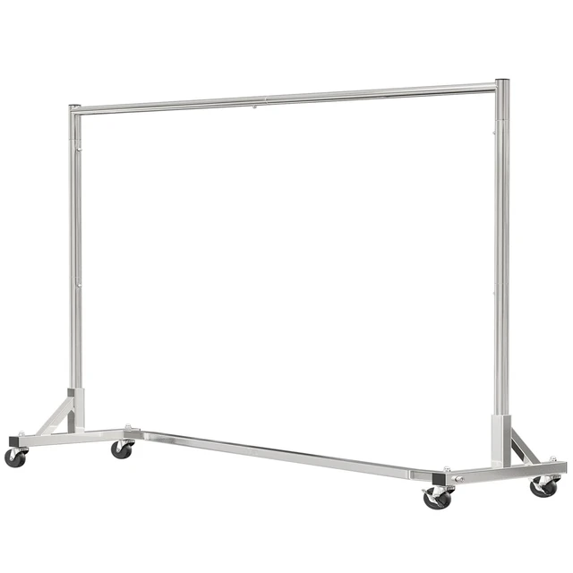 Alt view image 2 of 7 - Industrial Grade Z Base 70inches Extra Long Clothes Garment Rack, Commercial Grade Rolling Clothing Rack, Heavy Duty 450lbs Load with Wheels, Chrome