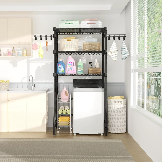 Alt view image 5 of 7 - U8 Laundry Room Storage Organizer, Over the Washer and Dryer Storage Shelves for Laundry Organization, 35" W x 17.3" D x 76.2" H, Suit Washing Machine Width Within 32.6", Hold 304 lb, Black