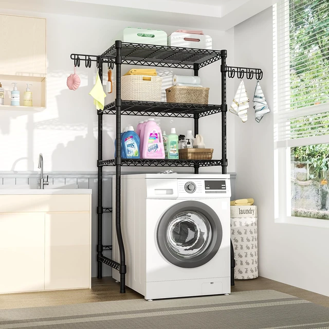 Alt view image 3 of 7 - U8 Laundry Room Storage Organizer, Over the Washer and Dryer Storage Shelves for Laundry Organization, 35" W x 17.3" D x 76.2" H, Suit Washing Machine Width Within 32.6", Hold 304 lb, Black