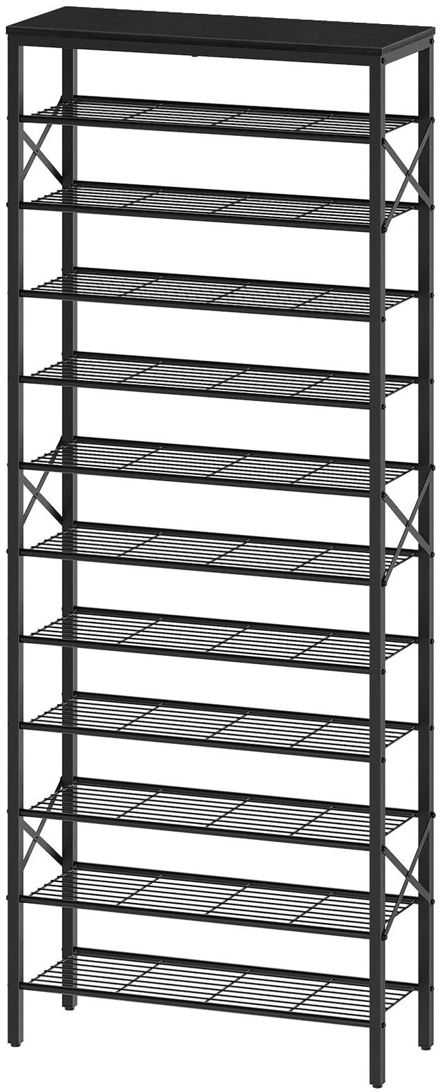 Main image of 12 Tier Shoe Rack, Large Capacity Shoe Storage Organizer Holds 48 Pairs, Sturdy and Stable, for Entryway, Hallway, Closet, Dorm Room, Black SS12BB