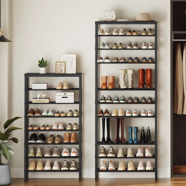 Alt view image 7 of 7 - 12 Tier Shoe Rack, Large Capacity Shoe Storage Organizer Holds 48 Pairs, Sturdy and Stable, for Entryway, Hallway, Closet, Dorm Room, Black SS12BB