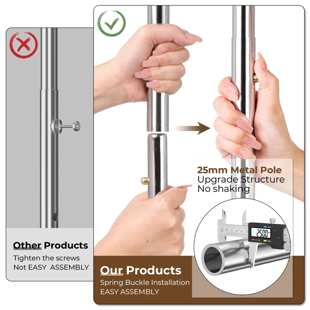 Alt view image 5 of 7 - Heavy Duty Clothes Rack 620 LBS, Rolling Clothing Rack with Wheels | Double Rods Garment Rack, Adjustable Clothing Rack for Hanging Clothes with 2-Tier Shelves for Bedroom, Laundry Room, Silver