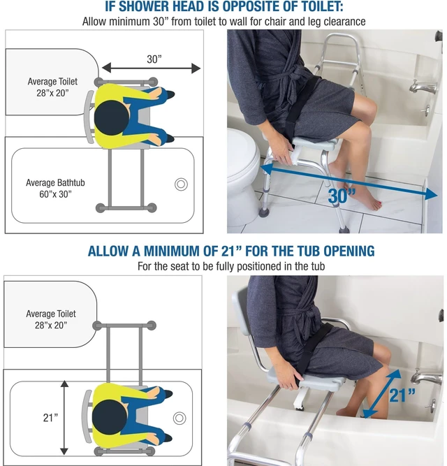 Alt view image 5 of 7 - Tub Transfer Bench and Shower Chair with Non Slip Aluminum Body, FSA Eligible, Adjustable Seat Height and Cut Out Access, Holds Weight up to 400 Lbs, Bath and Shower Safety, Transfer Bench