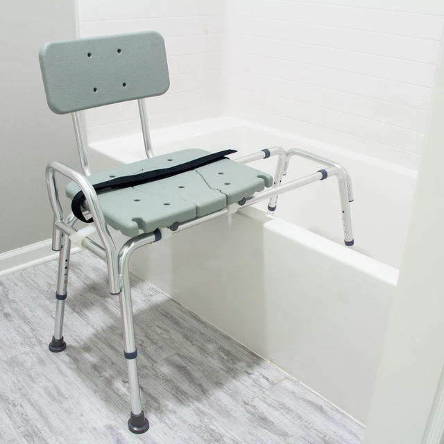 Alt view image 6 of 7 - Tub Transfer Bench and Shower Chair with Non Slip Aluminum Body, FSA Eligible, Adjustable Seat Height and Cut Out Access, Holds Weight up to 400 Lbs, Bath and Shower Safety, Transfer Bench