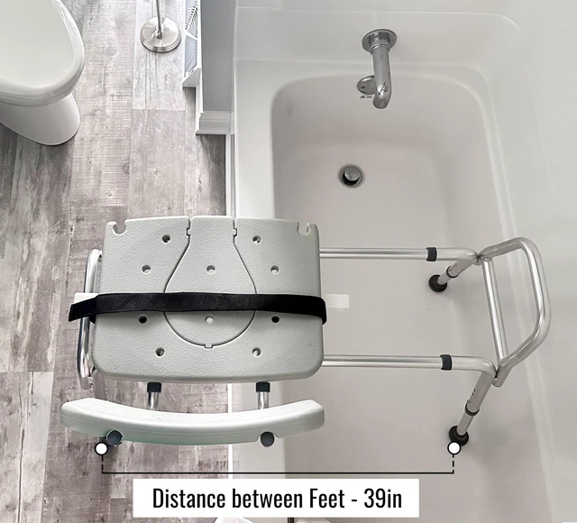 Alt view image 7 of 7 - Tub Transfer Bench and Shower Chair with Non Slip Aluminum Body, FSA Eligible, Adjustable Seat Height and Cut Out Access, Holds Weight up to 400 Lbs, Bath and Shower Safety, Transfer Bench