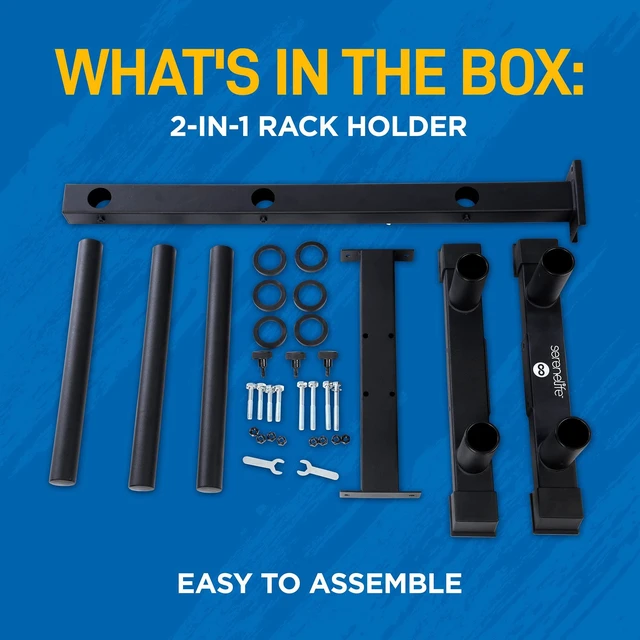 Alt view image 6 of 7 - 6-Pegs Olympic Weight Plate Rack & 4 Barbells - 800 Pounds Capacity, Heavy Duty Gym Organizer, Scratch Resistant Frame, Powder-Coat Finish, Easy to Assemble, Compact & Space-Saving