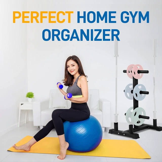 Alt view image 7 of 7 - 6-Pegs Olympic Weight Plate Rack & 4 Barbells - 800 Pounds Capacity, Heavy Duty Gym Organizer, Scratch Resistant Frame, Powder-Coat Finish, Easy to Assemble, Compact & Space-Saving