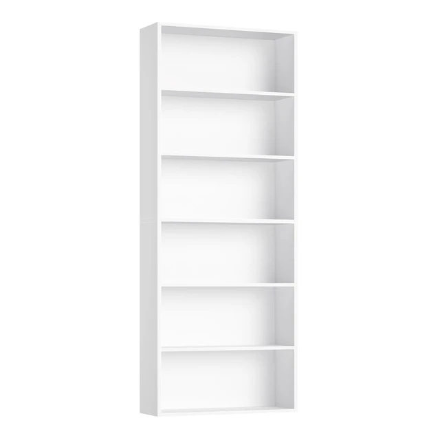 Alt view image 7 of 7 - 6 Tier Tall Bookshelf and Bookcase with Open Display Shelves, White | Industrial Tall Bookcases with Storage, Freestanding Book Shelf for Home Office, School Library , Living Room, Narrow Space