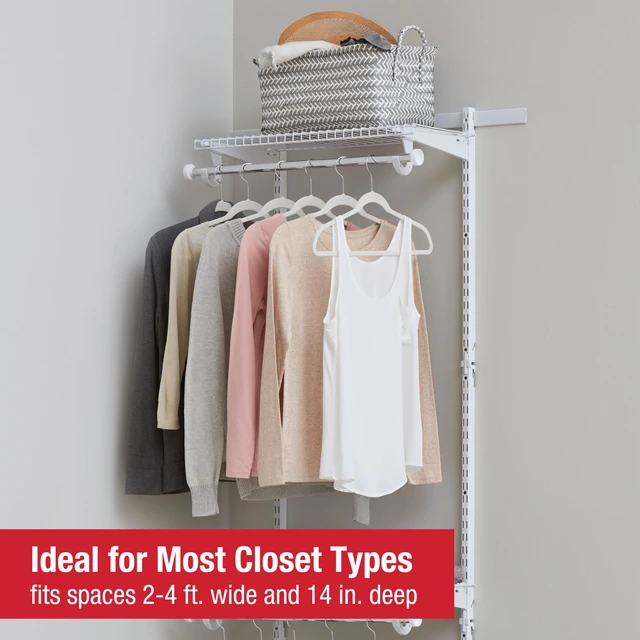 Alt view image 2 of 6 - Configurations Custom Closet Kit, 2-4 Ft. Adjustable Metal Wire Shelving, White Finish, Expandable Organization System, Hardware Included, for Home Closet/Pantry/Laundry/Mudroom