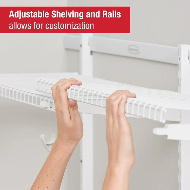 Alt view image 3 of 6 - Configurations Custom Closet Kit, 2-4 Ft. Adjustable Metal Wire Shelving, White Finish, Expandable Organization System, Hardware Included, for Home Closet/Pantry/Laundry/Mudroom