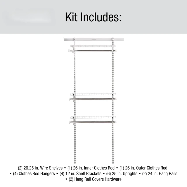 Alt view image 6 of 6 - Configurations Custom Closet Kit, 2-4 Ft. Adjustable Metal Wire Shelving, White Finish, Expandable Organization System, Hardware Included, for Home Closet/Pantry/Laundry/Mudroom