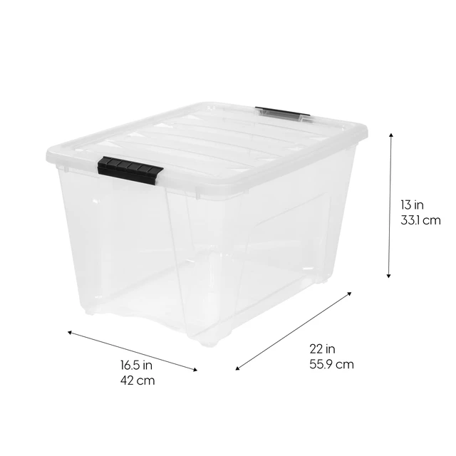Alt view image 3 of 7 - 6-Pack 54 Quart Storage Bins with Lids, Clear | Transparent design makes contents easy to find. Perfect for moving, blankets, clothing, and garage storage. Nestable design