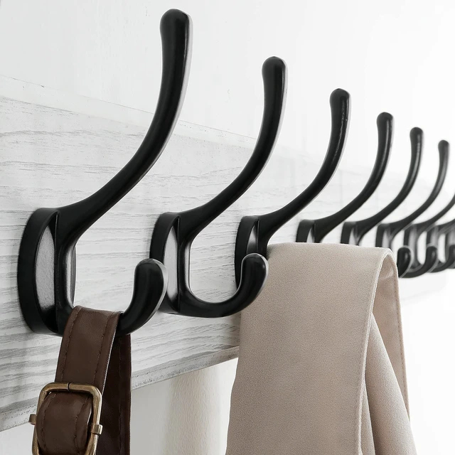 Alt view image 5 of 6 - Rustic Wall Mounted Coat Rack, 10 Hooks, 38", Solid Wood, White | wall coat hooks for towel clothes hat, 100-lb cap, entryway bedroom mudroom, pack of 2, 16" stud spacing, hardware included