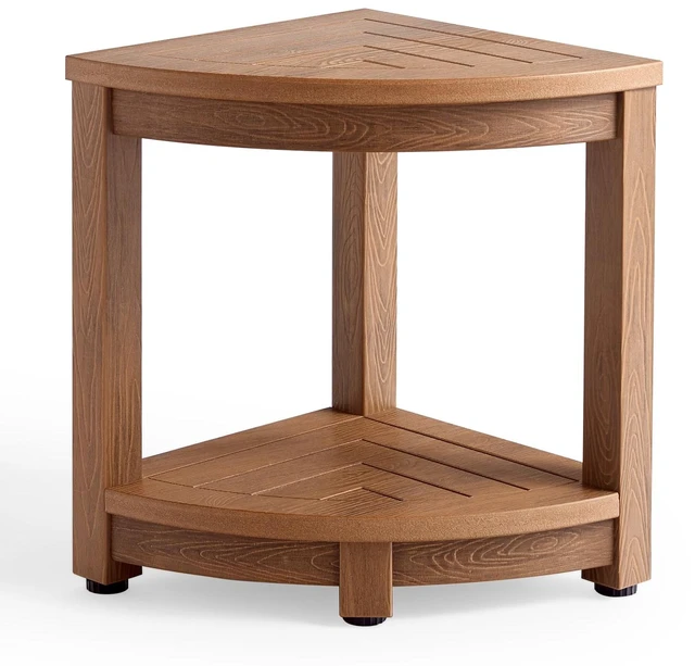 Main image of Corner Shower Stool for Shaving Leg, Waterproof Bathroom Shower Bench Seat for Inside Shower, Poly Lumber Plastic Shower Chair Seat, Shower Foot Rest with Adjustable Feet, Non-Slip, Brown