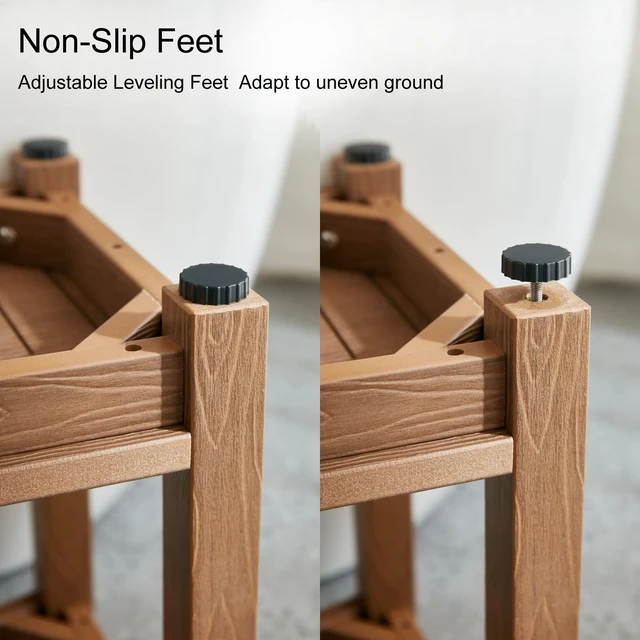 Alt view image 7 of 7 - Corner Shower Stool for Shaving Leg, Waterproof Bathroom Shower Bench Seat for Inside Shower, Poly Lumber Plastic Shower Chair Seat, Shower Foot Rest with Adjustable Feet, Non-Slip, Brown