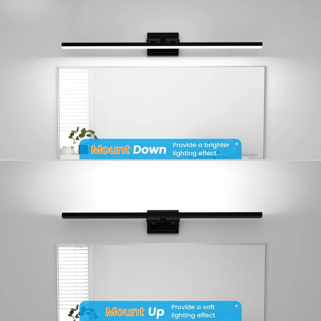 Alt view image 6 of 6 - Modern Bathroom Vanity Light 48 inch, Rotatable, 30W Dimmable 5CCT Led Bathroom Light Fixture Over Mirror, Black Bar Vanity Light for Bathroom Mirror Cabinets-ETL Certificated