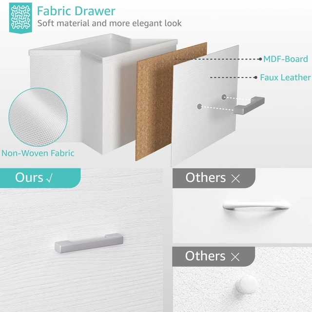 Alt view image 3 of 7 - Stackable Storage Drawers Closet Organizers and Storage Fabric White 2 Drawer Dresser for Bedroom 2 Packs Modern