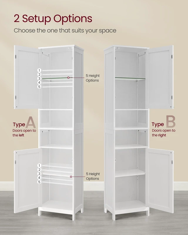 Alt view image 4 of 6 - Tall Storage Cabinet with Lights, Slim, 15.7" W, Cloud White | Freestanding, Adjustable Shelves, for Small Spaces, Bathroom, Living Room, Farmhouse, SOFIE Collection UBBC766W02