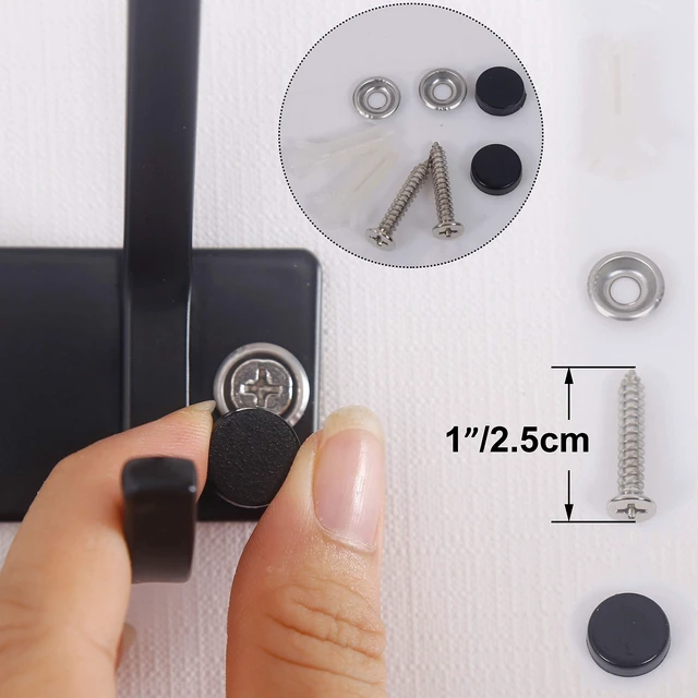 Alt view image 6 of 7 - Coat Rack Wall Mounted,24 Inch 8 Hooks for Hanging Coats,Hook Rack Hook Rail Coat Hanger Wall Mount for Backpack,Clothes,Jacket,Black,2 Packs