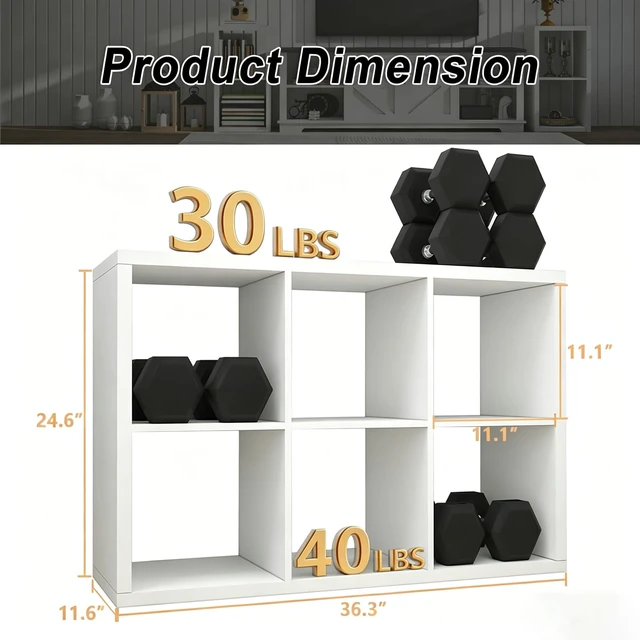 Alt view image 3 of 7 - 6 Cube Storage Organizer Shelf, White, 11inch | 2026 Wooden Thick Frame, Anti-Tipping Kits, Reversible Open Back Bookcase, Horizontal and Vertical Dual-use
