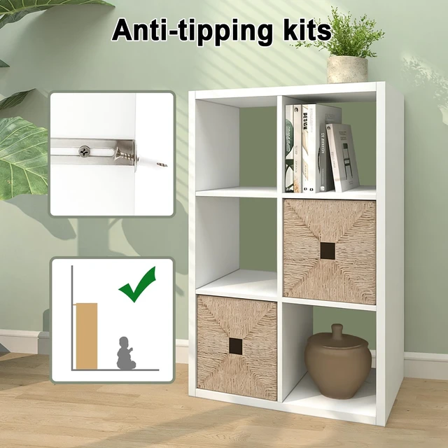 Alt view image 7 of 7 - 6 Cube Storage Organizer Shelf, White, 11inch | 2026 Wooden Thick Frame, Anti-Tipping Kits, Reversible Open Back Bookcase, Horizontal and Vertical Dual-use