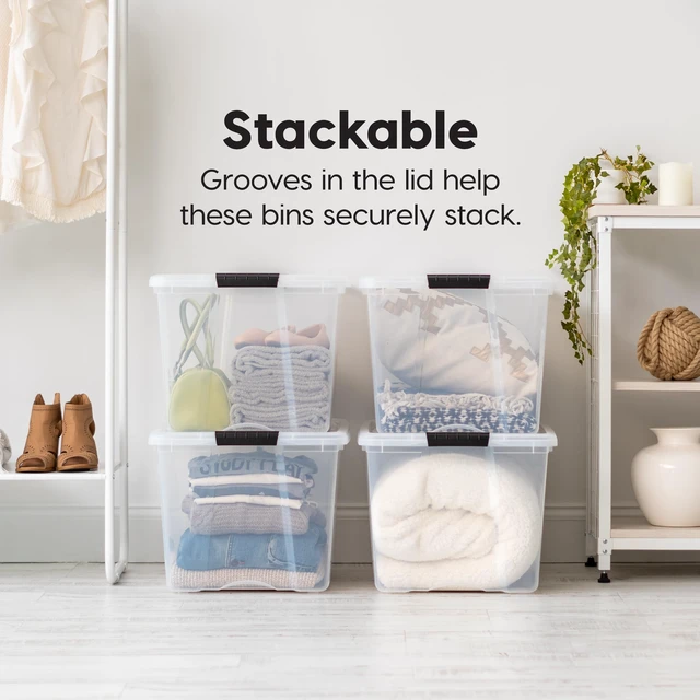 Alt view image 4 of 7 - 6-Pack 72 Quart Storage Bins with Lids, Clear | Transparent design makes contents easy to find. Perfect for moving, blankets, clothing, and garage storage. Nestable design