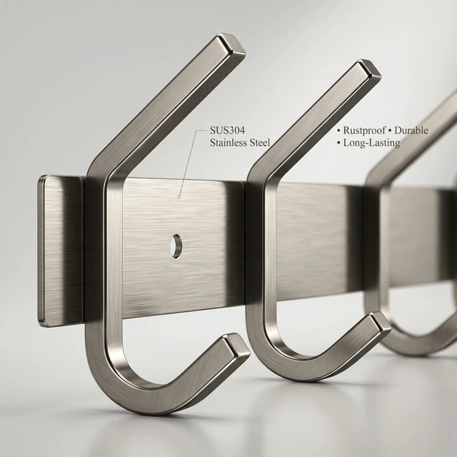 Alt view image 3 of 7 - Coat Rack Wall Mount Brushed Nickel 24 Inch Stainless Steel Hook Rail with 8 Heavy Duty Double Coat Hooks Wall Mounted Coat Hanger for Entryway, Bathroom, Bedroom, Towel, Hat Organizer - 2 Pack