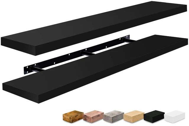 Alt view image 7 of 7 - Floating Shelves for Wall Storage (55 Inch, 2 Pack, Black) | Clean display for home accents, books and collectibles; hidden brackets suit bathrooms, bedrooms and kitchens.