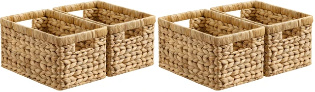 Main image of Wicker Basket, Baskets for Organizing, Storage Basket with Built-in Handles, Water Hyacinth Shelves (Medium 4-Pack, Natural Hyacinth)