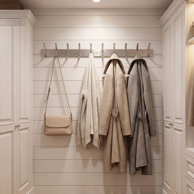 Alt view image 5 of 7 - 10 Hooks, Heavy Duty 30 Inch Stainless Steel 304 Hook Rail Coat Rack with 10 Hooks, Satin Finish, Great Home Storage & Organization for Bedroom, Bathroom, Foyers, Hallways,2Packs