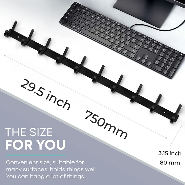 Alt view image 2 of 7 - Coat Rack Wall Mount 30 Inch Stainless Steel Hook Rail with 10 Double Coat Hooks for Hanging Wall Mounted Entryway Organizer for Coats, Hats, Bags, Towels, Robes, Closet or Bathroom - Black 2 Pack