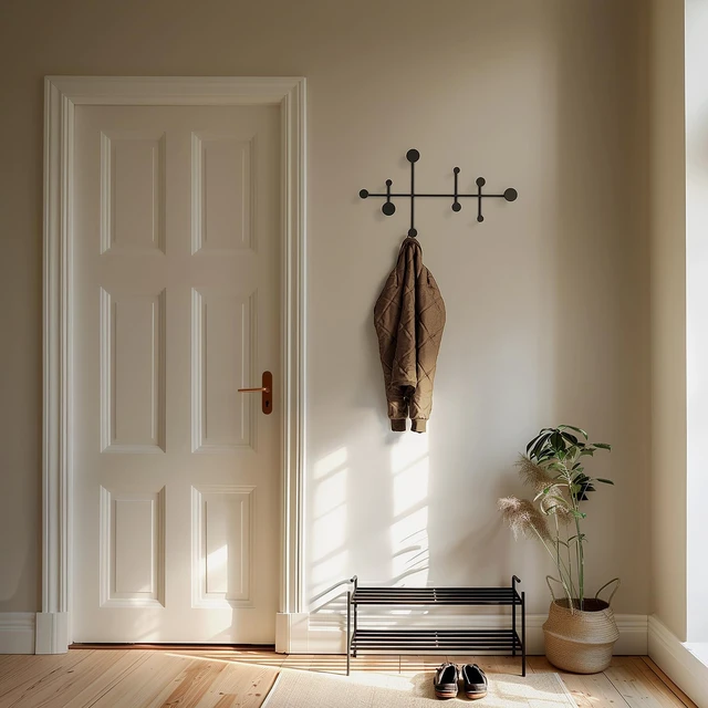 Alt view image 5 of 5 - 'Sval' Wall Wardrobe | Minimalist Coat Hook Design from Berlin | Modern Metal Wall-Mounted Coat Rack/Hooks | Black