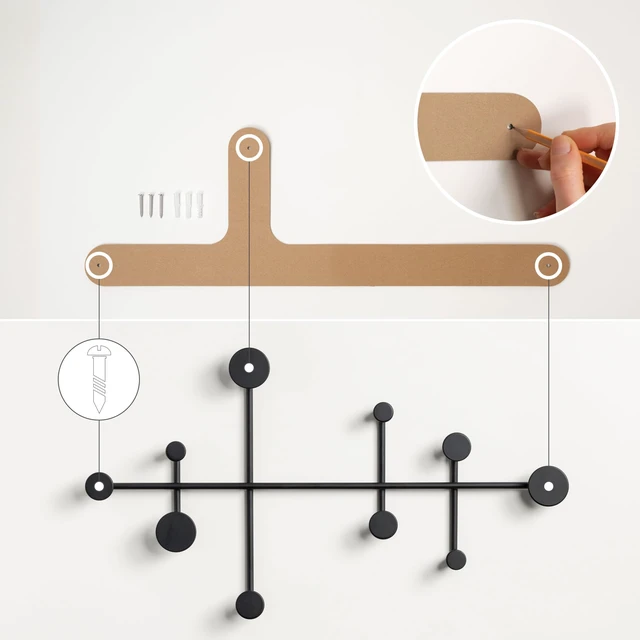 Alt view image 4 of 5 - 'Sval' Wall Wardrobe | Minimalist Coat Hook Design from Berlin | Modern Metal Wall-Mounted Coat Rack/Hooks | Black
