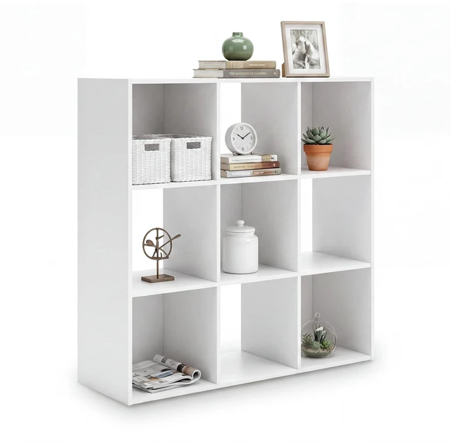 Main image of Onita 9 Cube Storage Organizer, White Bookshelf | Durable laminate over engineered wood, Fits standard 10.5x10.5x11 inch bins, Versatile freestanding 3x3 layout