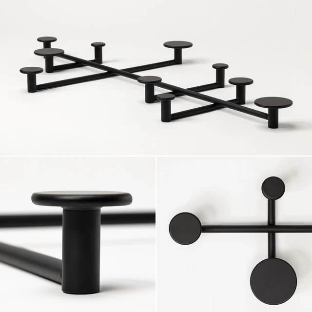 Alt view image 2 of 5 - 'Sval' Wall Wardrobe | Minimalist Coat Hook Design from Berlin | Modern Metal Wall-Mounted Coat Rack/Hooks | Black