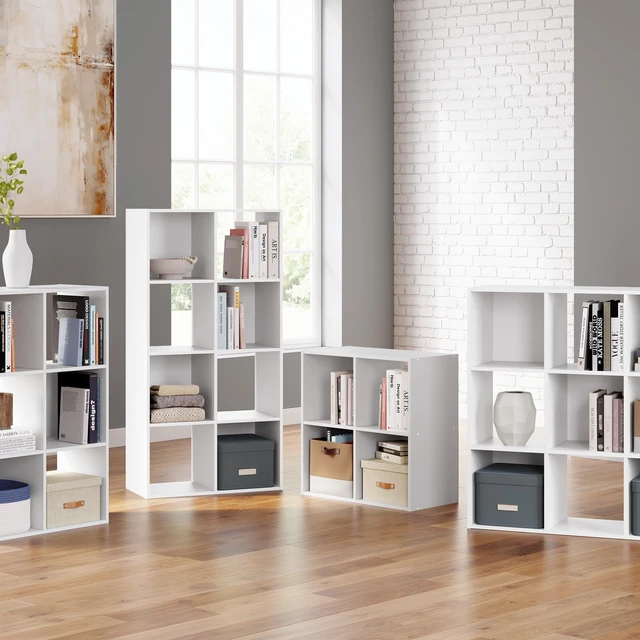 Alt view image 4 of 5 - Onita 9 Cube Storage Organizer, White Bookshelf | Durable laminate over engineered wood, Fits standard 10.5x10.5x11 inch bins, Versatile freestanding 3x3 layout